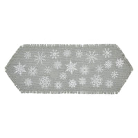 Yuletide Burlap Dove Grey Snowflake Runner 8x24