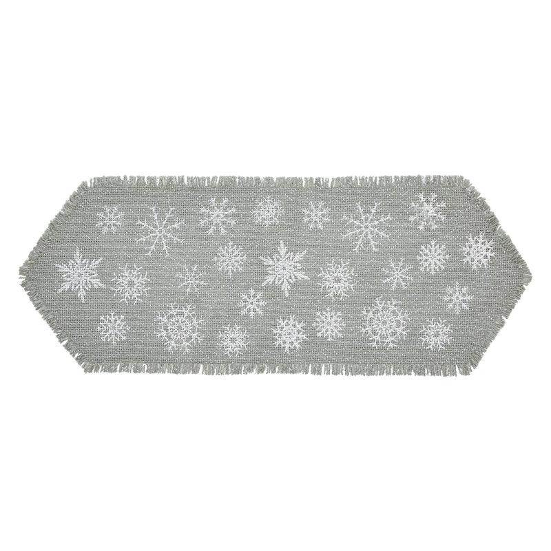 Yuletide Burlap Dove Grey Snowflake Runner 8x24