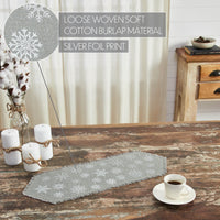 Yuletide Burlap Dove Grey Snowflake Runner 8x24