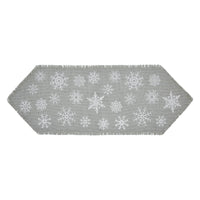 Yuletide Burlap Dove Grey Snowflake Runner 12x36