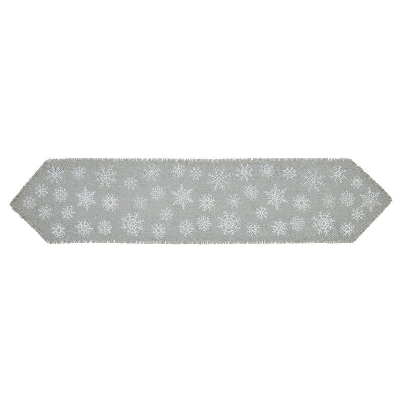 Yuletide Burlap Dove Grey Snowflake Runner 12x60