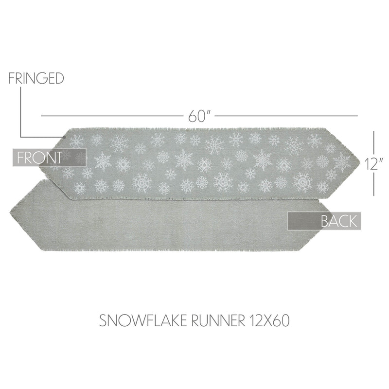 Yuletide Burlap Dove Grey Snowflake Runner 12x60