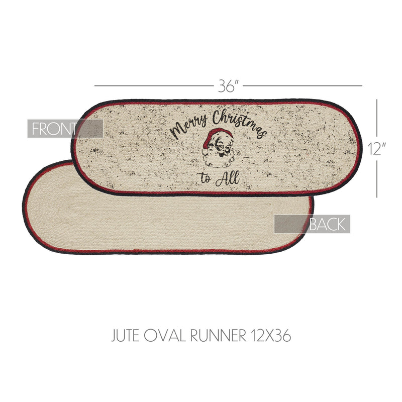 Jolly Ole Santa Jute Oval Runner 12x36