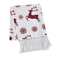 Scandia Snowflake Red White Woven Throw 50x60