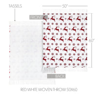 Scandia Snowflake Red White Woven Throw 50x60