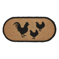 Down Home Rooster & Hens Coir Rug Oval 17x36