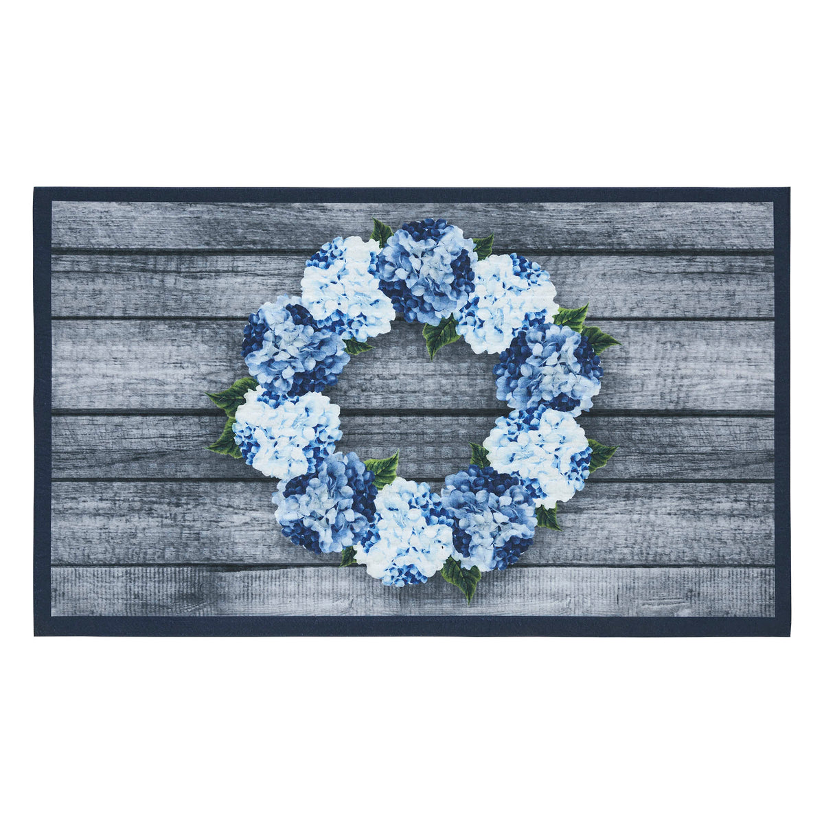 Finders Keepers Hydrangea Wreath Nylon Rug Rect 17.5x29.5