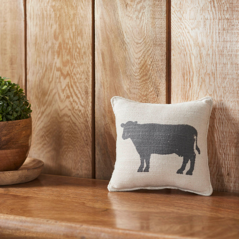 Finders Keepers Cow Silhouette Pillow 6x6