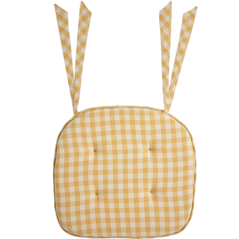 Golden Honey Check Chair Pad 16.5x18