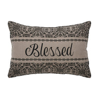 Custom House Black Tan Jacquard Blessed Pillow 9.5x14