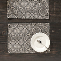 Custom House Black Tan Jacquard Placemat Set of 2 13x19