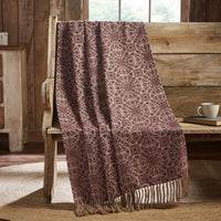 Custom House Burgundy Tan Jacquard Woven Throw 50x60  **BACKORDERED UNTIL DECEMBER 2024**