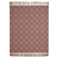 Custom House Burgundy Tan Jacquard Woven Throw 50x60