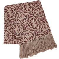 Custom House Burgundy Tan Jacquard Woven Throw 50x60  **BACKORDERED UNTIL DECEMBER 2024**