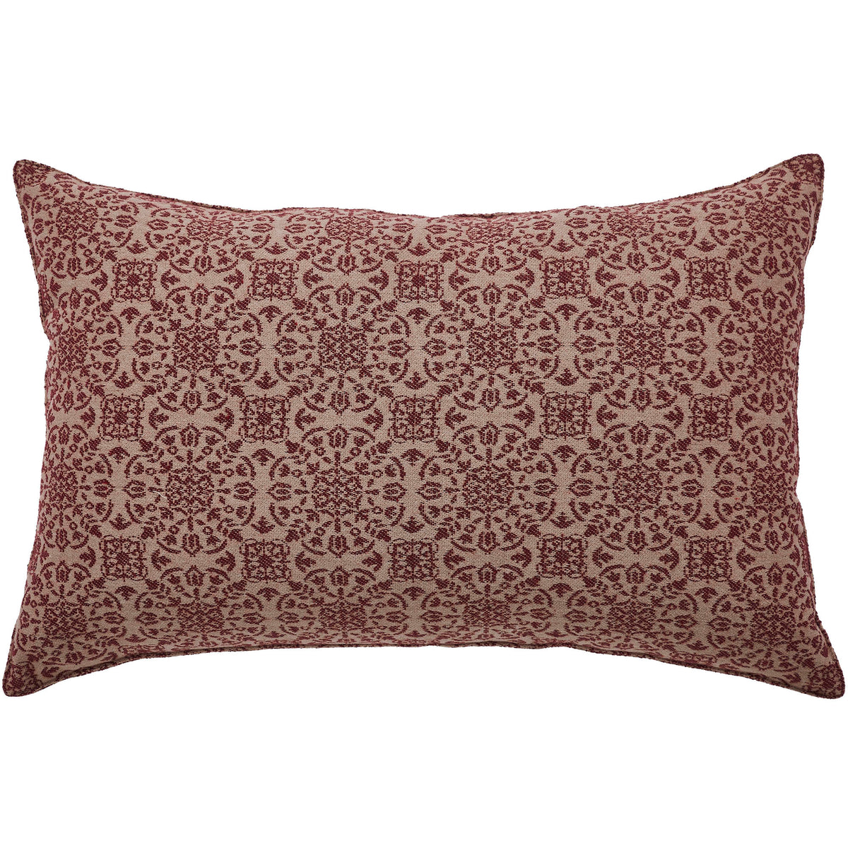 Custom House Burgundy Tan Jacquard Pillow 14x22