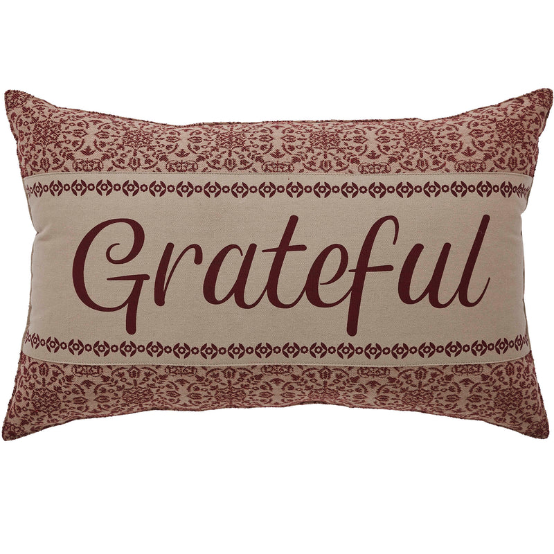 Custom House Burgundy Tan Jacquard Grateful Pillow 14x22