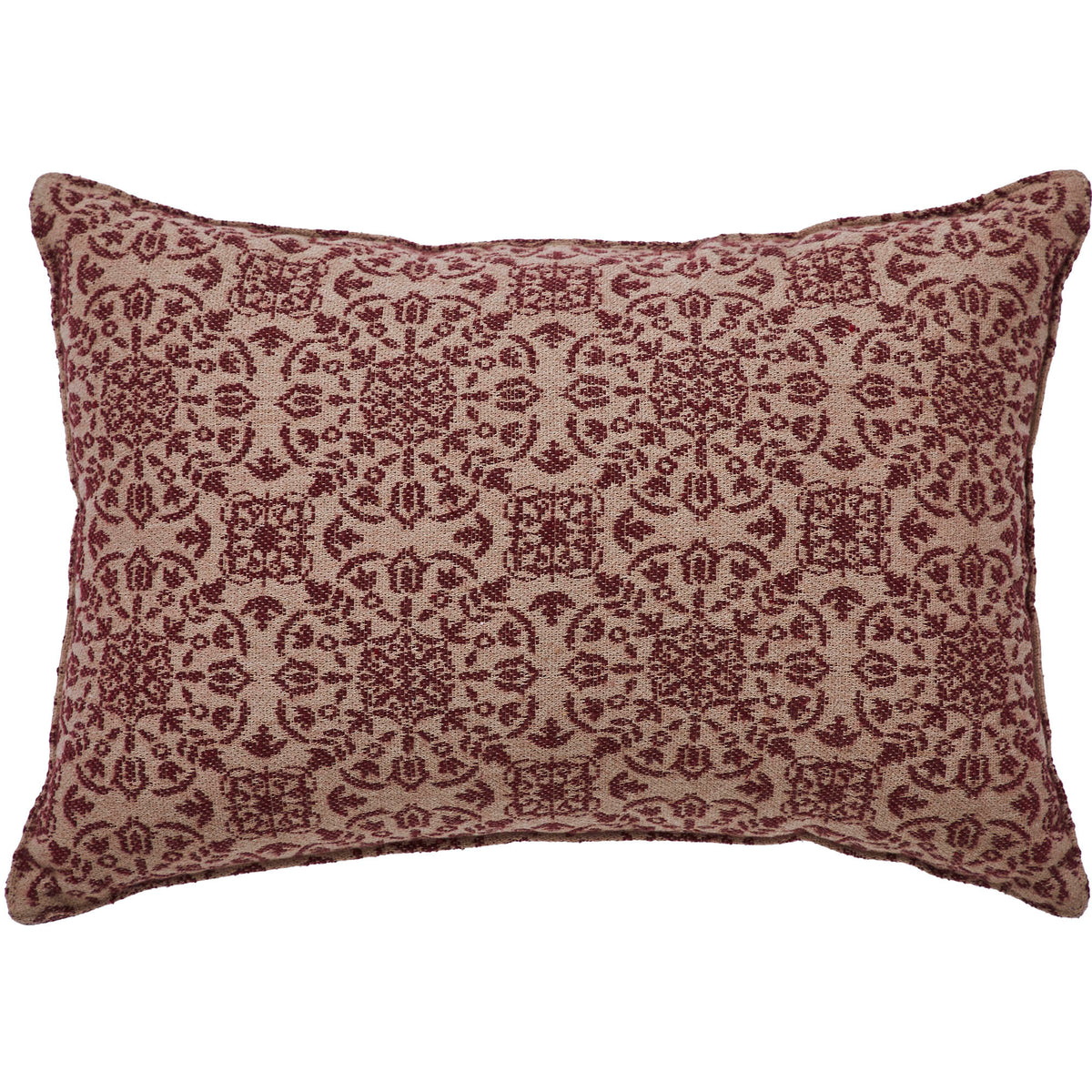 Custom House Burgundy Tan Jacquard Pillow 9.5x14