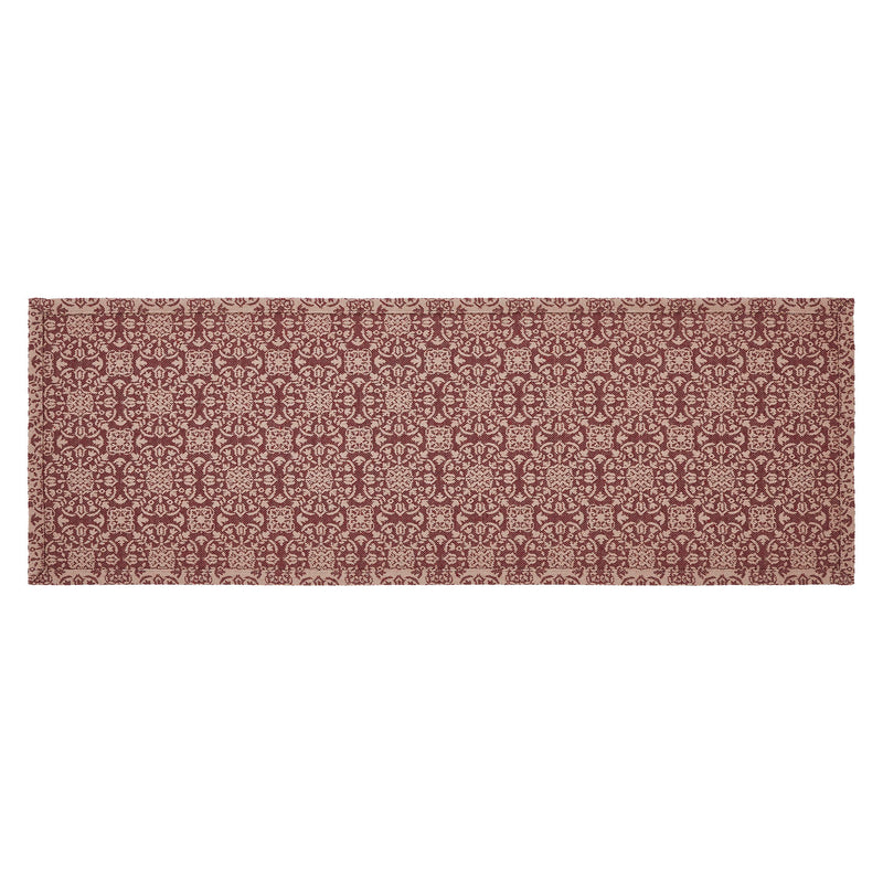 Custom House Burgundy Tan Jacquard Runner 12x36