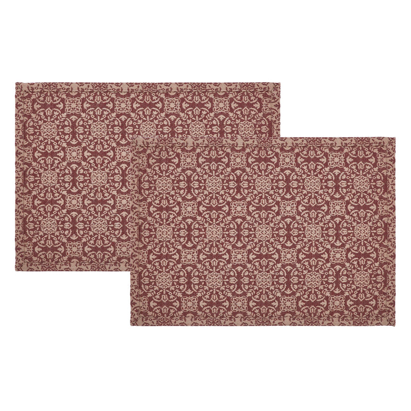 Custom House Burgundy Tan Jacquard Placemat Set of 2 13x19