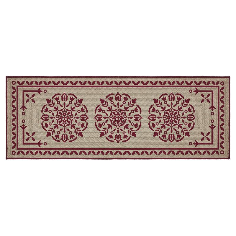 Custom House Burgundy Tan Jacquard Polyester Bathmat 17x48