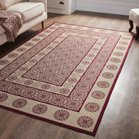 Custom House Burgundy Tan Jacquard Polyester Rug Rect 60x96