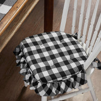 Annie Buffalo Check Black Ruffled Chair Pad 16.5x18