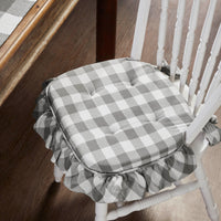 Annie Buffalo Check Grey Ruffled Chair Pad 16.5x18