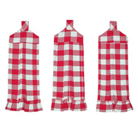 Annie Buffalo Check Red Button Loop Tea Towel Set of 3