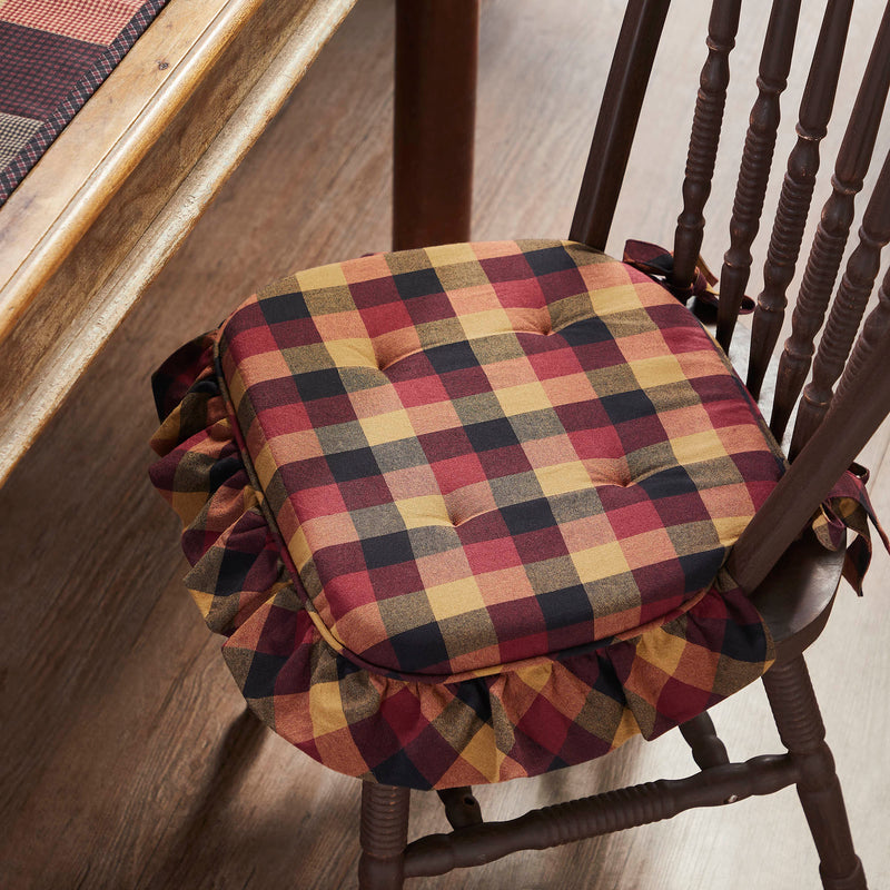 Heritage Farms Primitive Check Ruffled Chair Pad 16.5x18