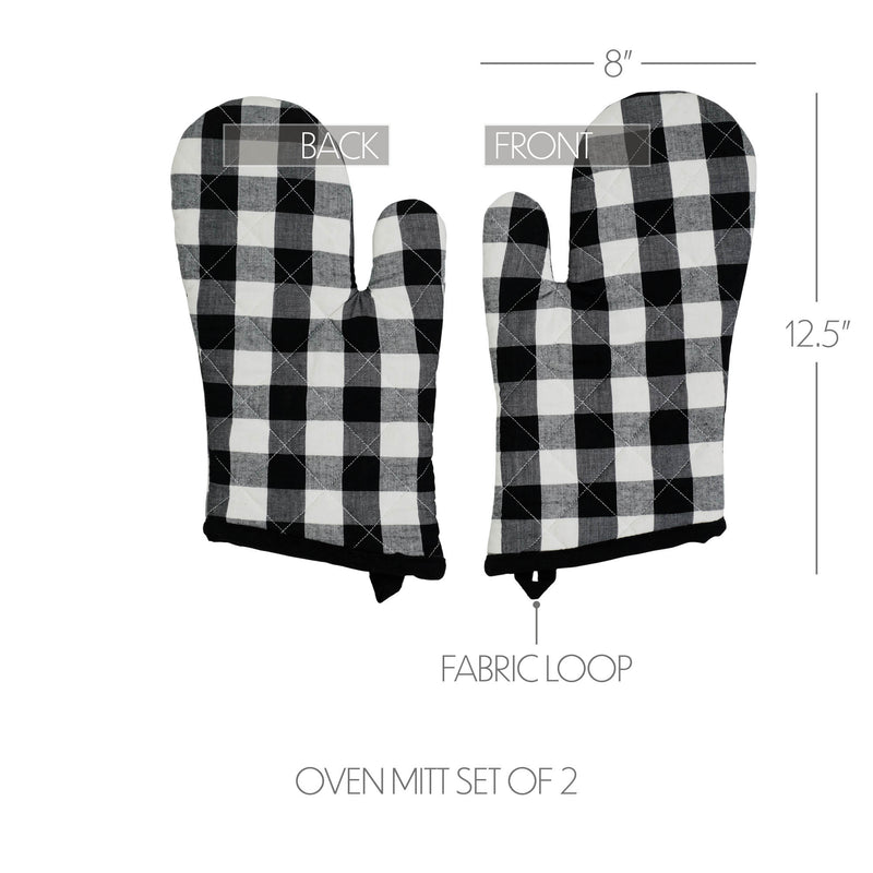 Annie Buffalo Check Black Oven Mitt Set of 2