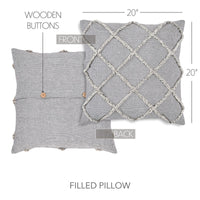 Frayed Lattice Creme & Black Pillow 20x20