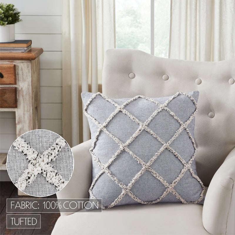 Frayed Lattice Creme & Black Pillow 20x20