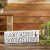 Bunny Wishes Chocolate Kisses Wooden Sign 4x12