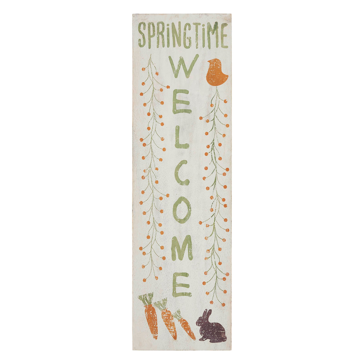 Springtime Welcome Wooden Sign 20x6