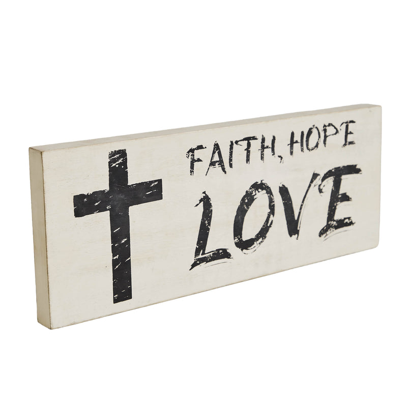 Faith Hope Love Wooden Sign 5.5x14.5
