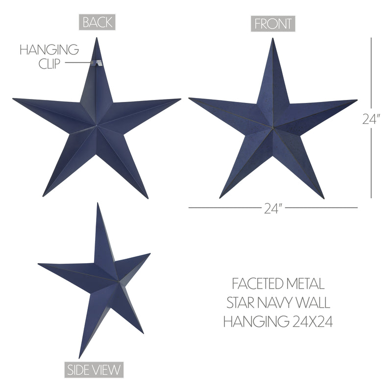 Faceted Metal Star Navy Wall Hanging 24x24