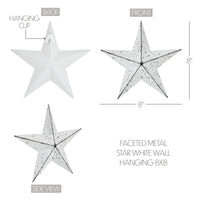 Faceted Metal Star White Wall Hanging 8x8