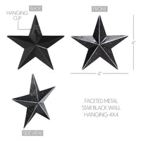 Faceted Metal Star Black Wall Hanging 4x4