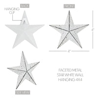 Faceted Metal Star White Wall Hanging 4x4