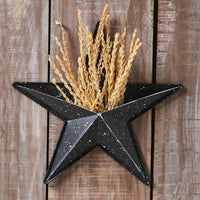 Faceted Metal Star Black Wall Hanging w/ Pocket 12x12