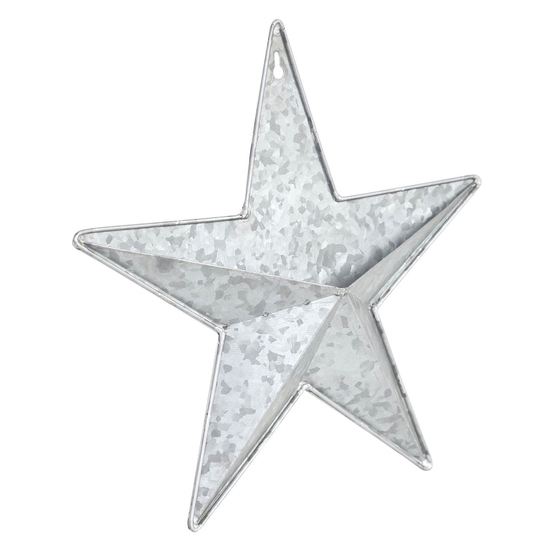 Faceted Metal Star Galvanized Wall Hanging w/ Pocket 12x12