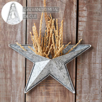 Faceted Metal Star Galvanized Wall Hanging w/ Pocket 12x12