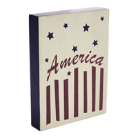 America Stars & Stripes Wooden Block 8x6x1.25