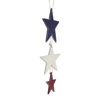RWB Triple Hanging Stars Ornament 13.75x6