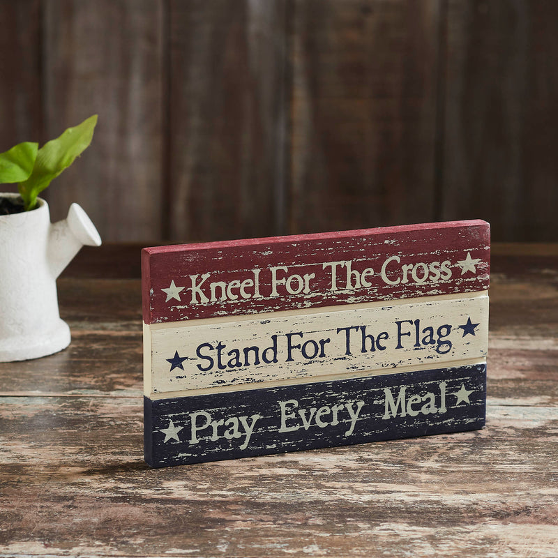 Kneel Stand Pray Wooden Sign 5.25x9x0.75