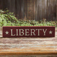 Burgundy Liberty Wooden Sign 3x14