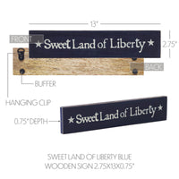 Sweet Land Of Liberty Blue Wooden Sign 2.75x13
