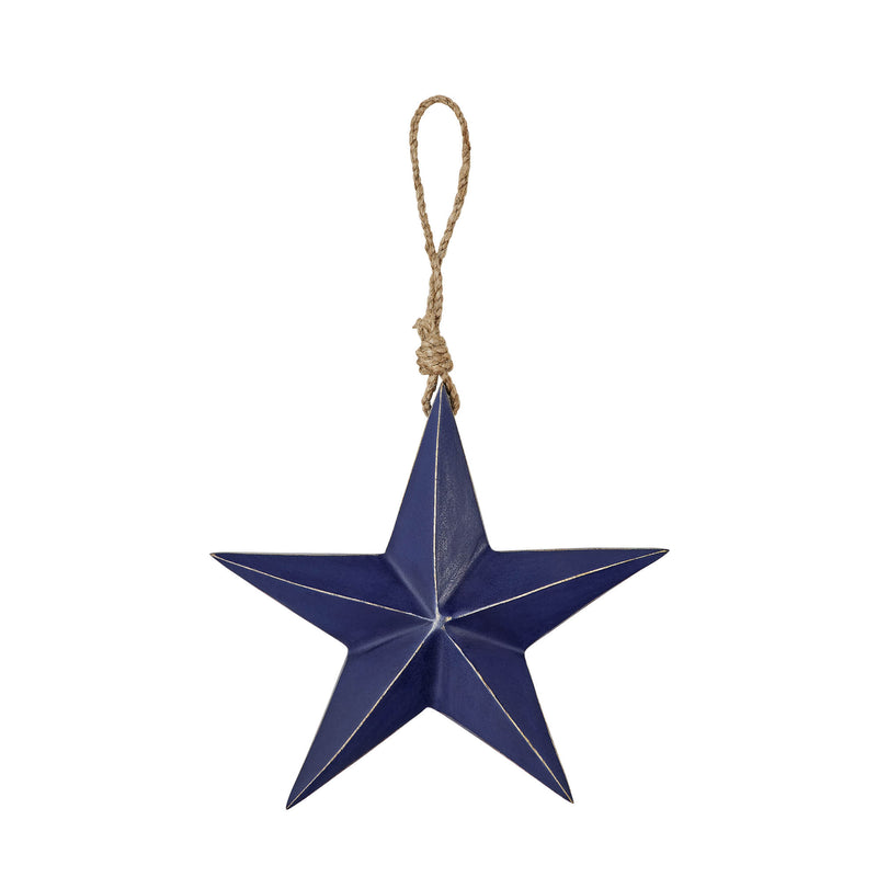 Wooden Star Ornament Blue 8x8x1.5