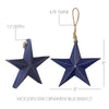 Wooden Star Ornament Blue 8x8x1.5