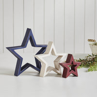 Wooden Nested Stars White 3-in-1 10x10x1.5